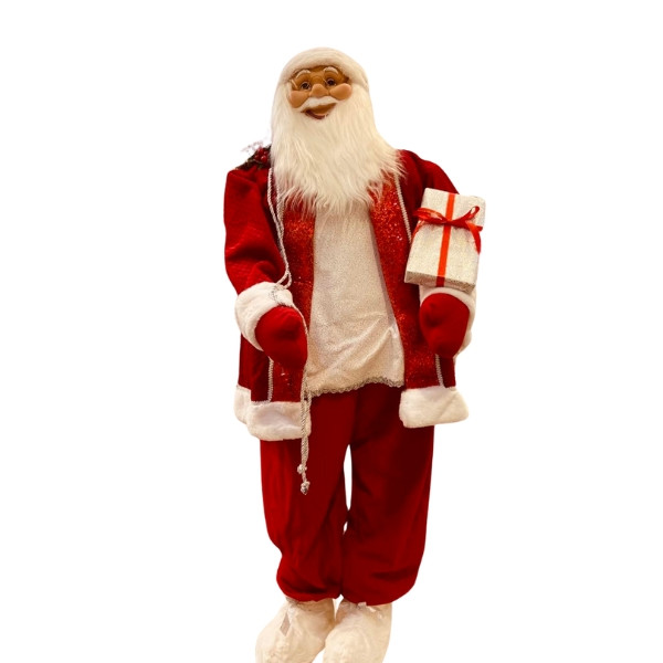 Large Standing Santa Claus Christmas Decoration in Red and Golden Color (160 cm )